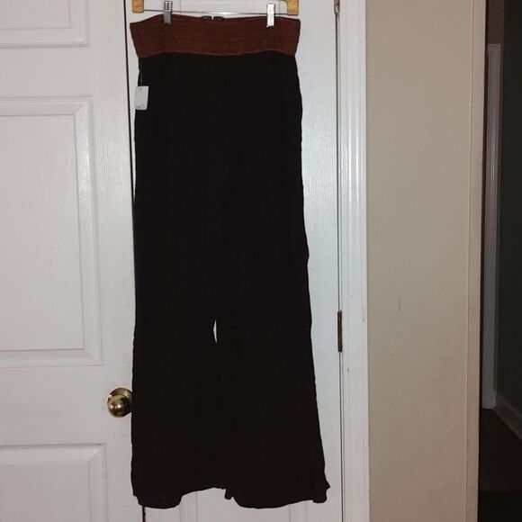 Rue21 black wide leg wide elastic band pull on casual dress pants  Sz  L - Picture 5 of 7